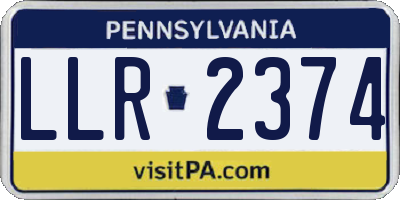 PA license plate LLR2374