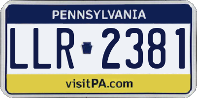 PA license plate LLR2381