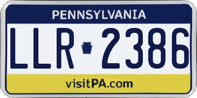 PA license plate LLR2386