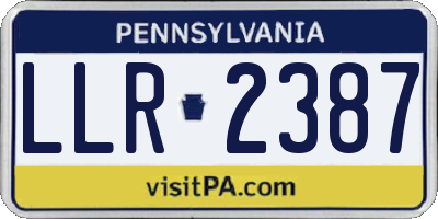 PA license plate LLR2387