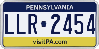 PA license plate LLR2454