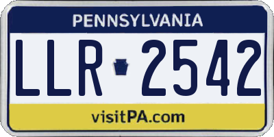 PA license plate LLR2542