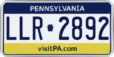 PA license plate LLR2892