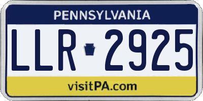 PA license plate LLR2925