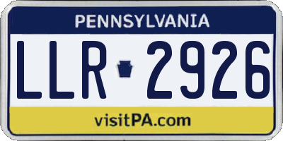PA license plate LLR2926