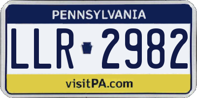PA license plate LLR2982