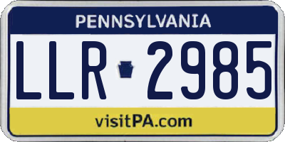 PA license plate LLR2985