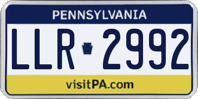 PA license plate LLR2992