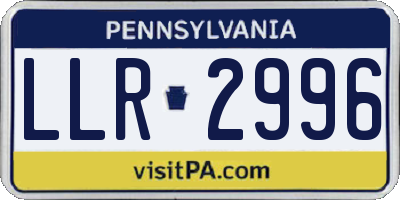 PA license plate LLR2996
