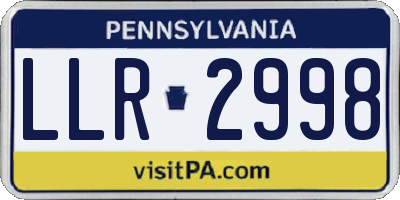PA license plate LLR2998