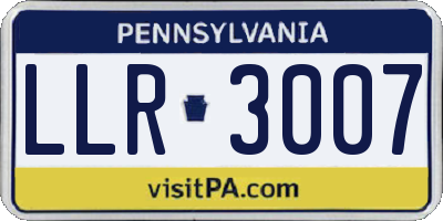 PA license plate LLR3007