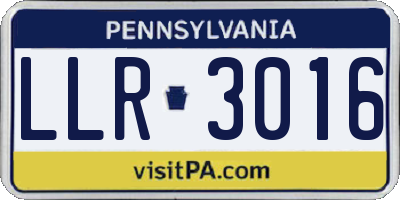 PA license plate LLR3016
