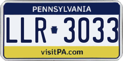 PA license plate LLR3033
