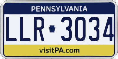 PA license plate LLR3034