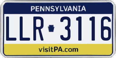 PA license plate LLR3116