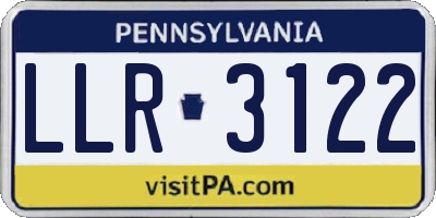 PA license plate LLR3122