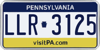 PA license plate LLR3125