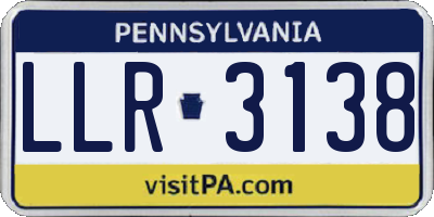 PA license plate LLR3138
