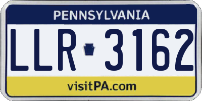 PA license plate LLR3162