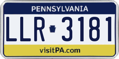 PA license plate LLR3181