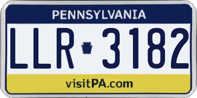PA license plate LLR3182