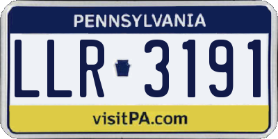 PA license plate LLR3191