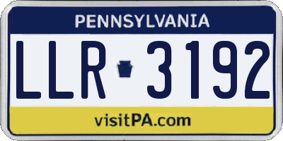 PA license plate LLR3192