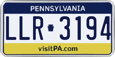 PA license plate LLR3194