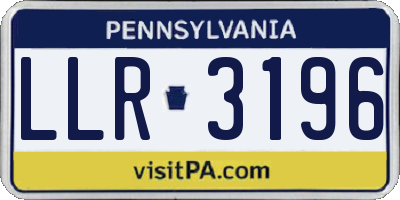 PA license plate LLR3196