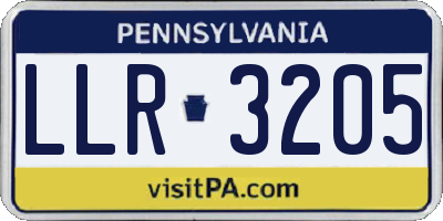 PA license plate LLR3205