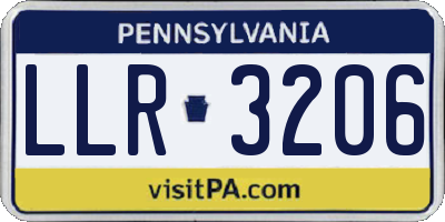 PA license plate LLR3206
