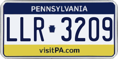 PA license plate LLR3209