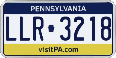 PA license plate LLR3218