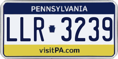PA license plate LLR3239