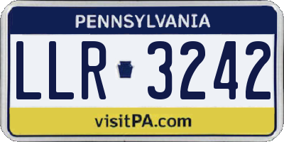 PA license plate LLR3242