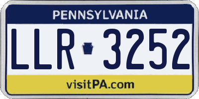 PA license plate LLR3252