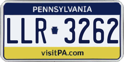 PA license plate LLR3262