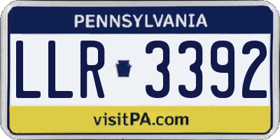 PA license plate LLR3392