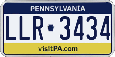 PA license plate LLR3434