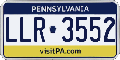 PA license plate LLR3552