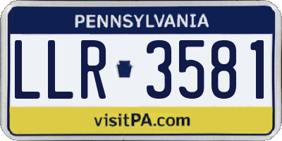 PA license plate LLR3581
