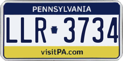 PA license plate LLR3734