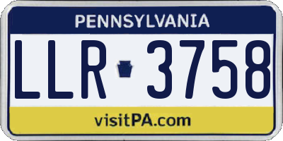 PA license plate LLR3758