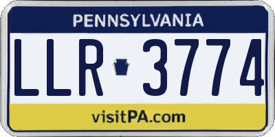 PA license plate LLR3774