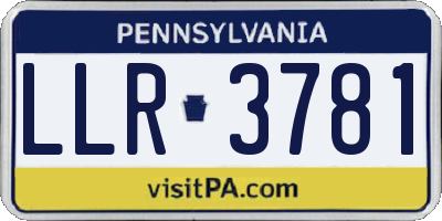 PA license plate LLR3781