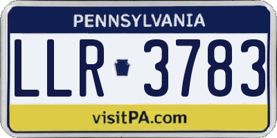 PA license plate LLR3783