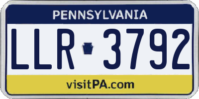 PA license plate LLR3792