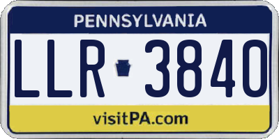 PA license plate LLR3840