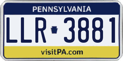 PA license plate LLR3881