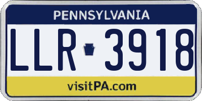 PA license plate LLR3918